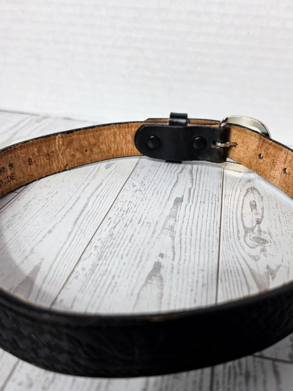 Brushy Creek 24 inch real Leather belt engraved vintage
